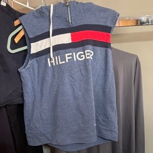 Tommy Hilfiger Navy Sleeveless Top with Red and White Stripes-77